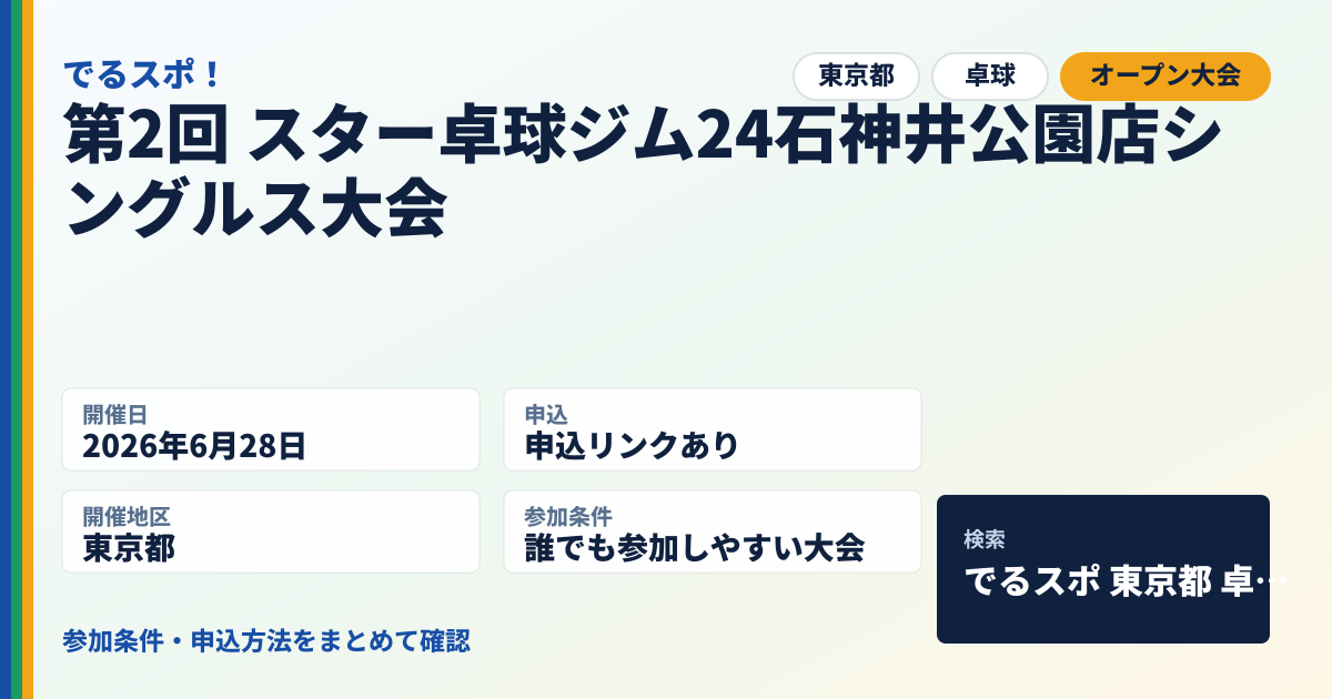 第2回 スター卓球ジム24石神井公園店シングルス大会